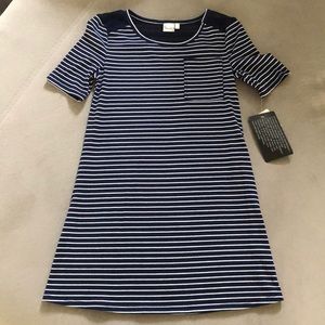 Mudd Dress Girls Size 10‎ Navy Blue White Striped Ribbed Short Sleeve NWT
